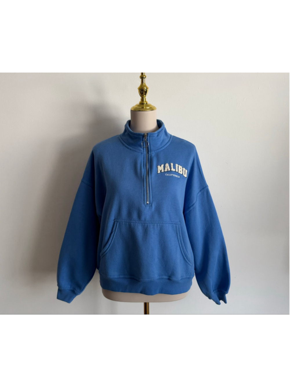 Women's Vinyl Icons Malibu Quarter-Zip Sweatshirt, Size M, Blue and White
